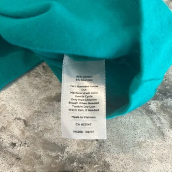 Talbots Dress Turquoise Ruffle Neckline Cotton 3/4 Sleeve Casual Colorful SZ M - Picture 7 of 7